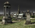 Old graves at Glasgow Necropolis - and cathedral, Scotland Royalty Free Stock Photo