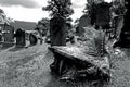 Old graves and gravestones in a cemetery in Scotland