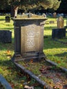 Old Gravestone on a sunny Autumn morning in an English Cemetery Royalty Free Stock Photo