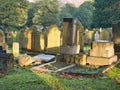 Old gravestones at cemetery in the UK.