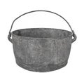 Old gray metal cooking pot isolated.