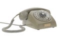 An old gray vintage rotary style telephone