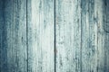 Old gray wood background in vintage style. Space texture. Design element. Green wooden door. Vertical lines on blue painted fence, Royalty Free Stock Photo