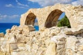 Old greek arches ruin city of Kourion near Limassol, Cyprus Royalty Free Stock Photo