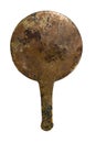 An old Greek bronze mirror on a white background Royalty Free Stock Photo