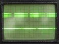 Old green analog oscilloscope display with pulse image