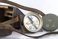 Old green army compass with open lid