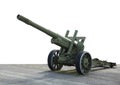 Old green artillery field cannon gun Royalty Free Stock Photo