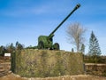 Old green artillery field cannon gun Royalty Free Stock Photo