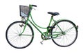 Old green bicycle whit basket