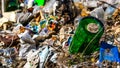 Old green bottle, wild garbage dump Royalty Free Stock Photo