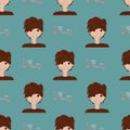 Old green boys repeat pattern print background design