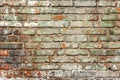 Old green brick wall, rustic texture, design background Royalty Free Stock Photo