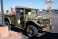 Old green Dodge M37 pickup military truck with the white star of the U.S. ARMY