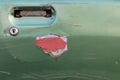 Old green door car disintegrated. Royalty Free Stock Photo