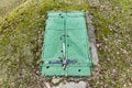 Old green door to the bomb shelter