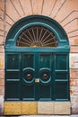 old green doors in building Royalty Free Stock Photo