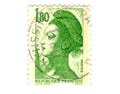 Old green french stamp Royalty Free Stock Photo