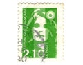 Old green french stamp Royalty Free Stock Photo