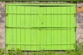 Old green garage door Royalty Free Stock Photo