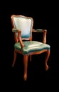 old green leather chair isolated on black Royalty Free Stock Photo