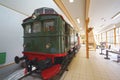 An old green locomotive in Flamsbana museum