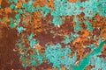 Old green paint on the metal and drips of rust. grunge vintage texture for background Royalty Free Stock Photo