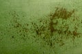 Old green paint on the metal and drops of rust Royalty Free Stock Photo