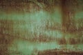 Old green painted rusted metal sheet grunge background
