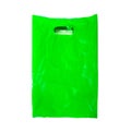 Old wrinkled green plastic shopping bag with handle isolated on white background Royalty Free Stock Photo