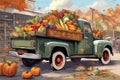 Old Green Produce Truck