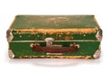 Old green shabby suitcase