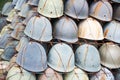 Old green soldier helmet in front od barracks