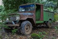 Old green truck rusting in the woods (Sumatra, Indonesia) Royalty Free Stock Photo