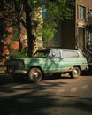 An old green truck in Williamsburg, Brooklyn, New York