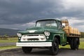 Old green truck at a winery in New York