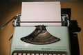 Old green typewriter Remington in light