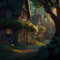 Old green village in a magical story digital art