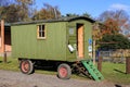 Old green vintage shepherds hut