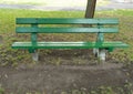 Old Green Wooden Bench in Park, Outdoor Wood Benches, Public Furniture Royalty Free Stock Photo