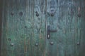 Old green wooden door with bolt Royalty Free Stock Photo