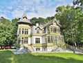 Old green wooden house in skansen in Lodz, Poland - Central Museum of Te Royalty Free Stock Photo