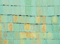 Old green zinc plates pattern with grunge on the roof. Abstract Royalty Free Stock Photo