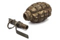 Old grenade and fuse, isolated on white background Royalty Free Stock Photo