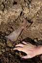 Old grenade was found in the soil Royalty Free Stock Photo