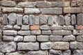 Old grey bricks wall closeup