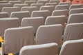 Old grey seats in cinema