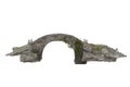 Old grey stone bridge with ivy growing on the side. 3D rendering isolated on white background