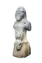 Old grey stone humanoid pagan idol isolated closeup on white background Royalty Free Stock Photo
