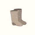 Old grey wool valenki, traditional Russian winter footwear. Vector illustration